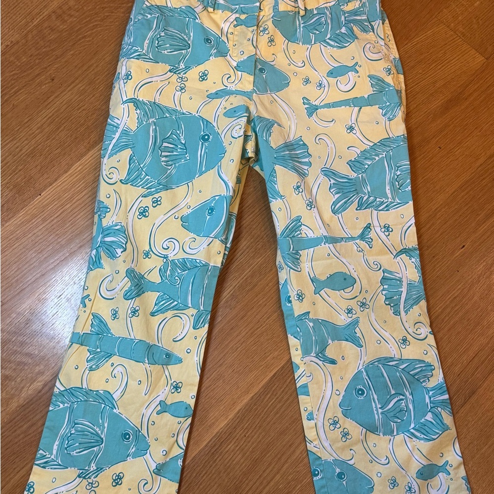 Lilly Pulitzer Fish Print Pants Size 4 Summer Casual Beach Resortwear Feminine